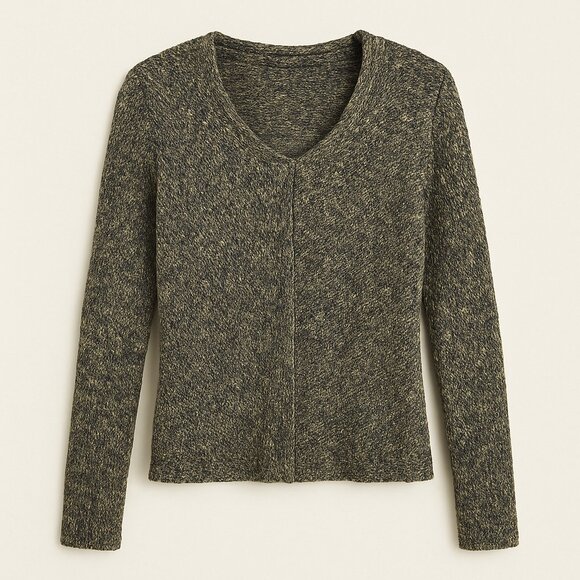 ERIC ALEXANDRE | Speckled Grey & Tan V-Neck Knit Sweater - Small 18 24 - Picture 1 of 7